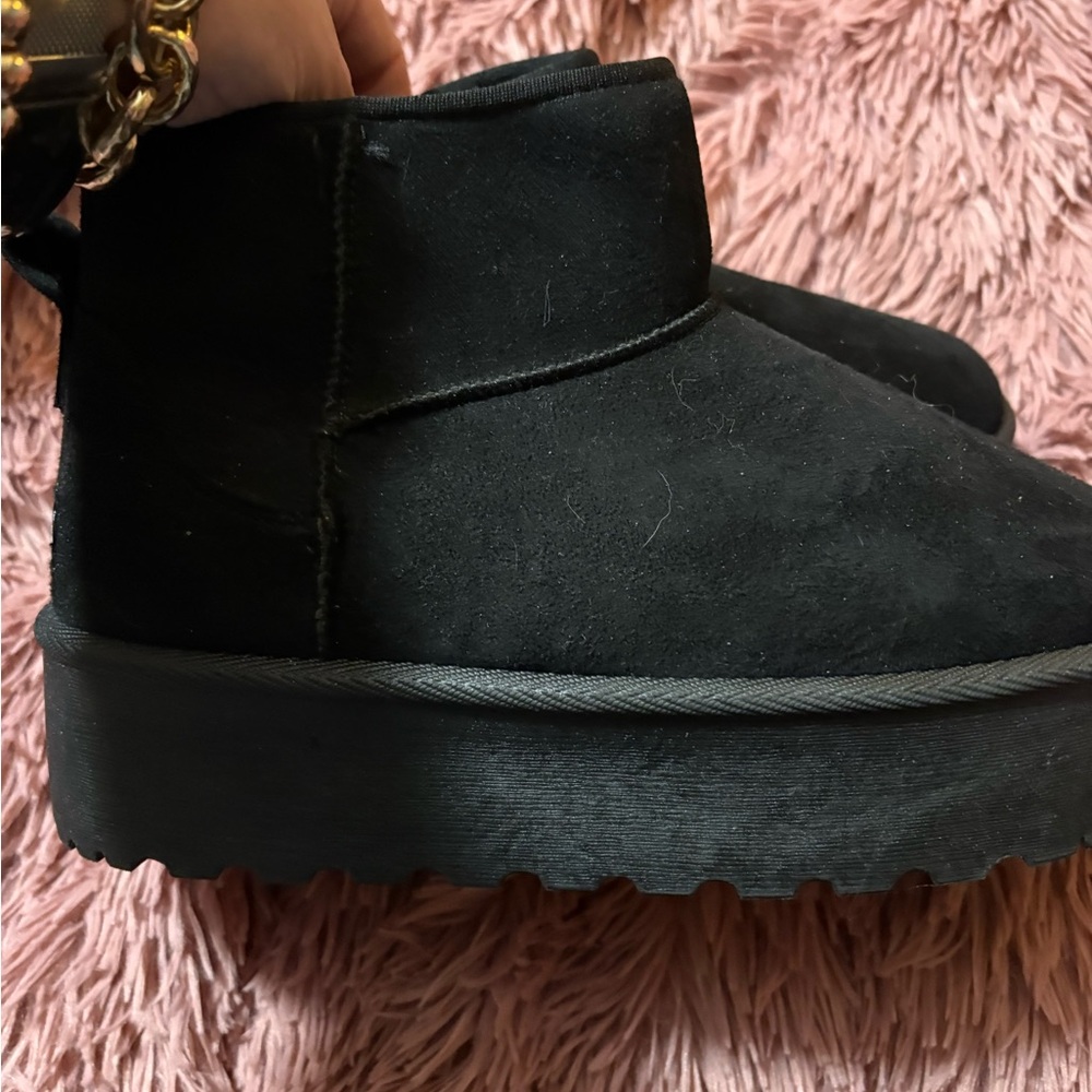 Black faux Suede Ankle Boots